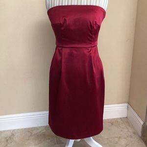 Red strapless cocktail dress